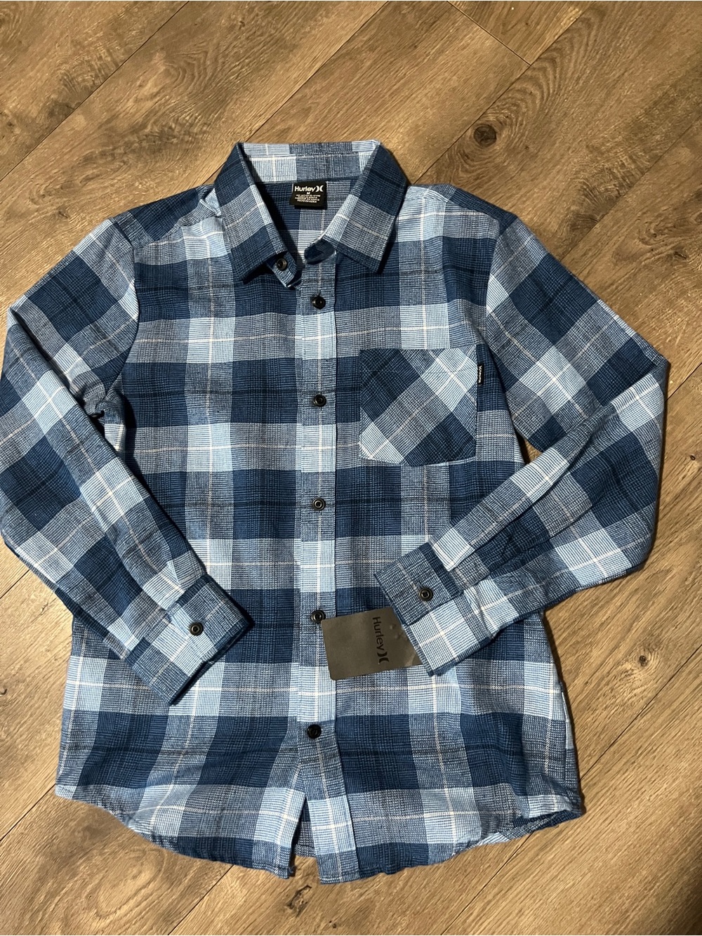 Hurley Night Force Blues Flannel Shirt Size Medium New